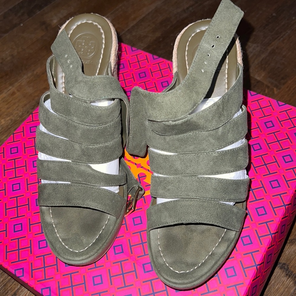 Tory Burch Olive Green Wedges